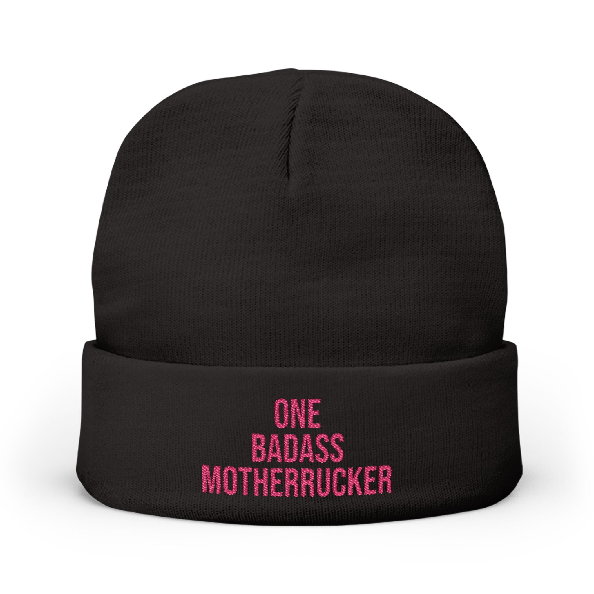One Badass Motherrucker knit beanie | embroidered cuff