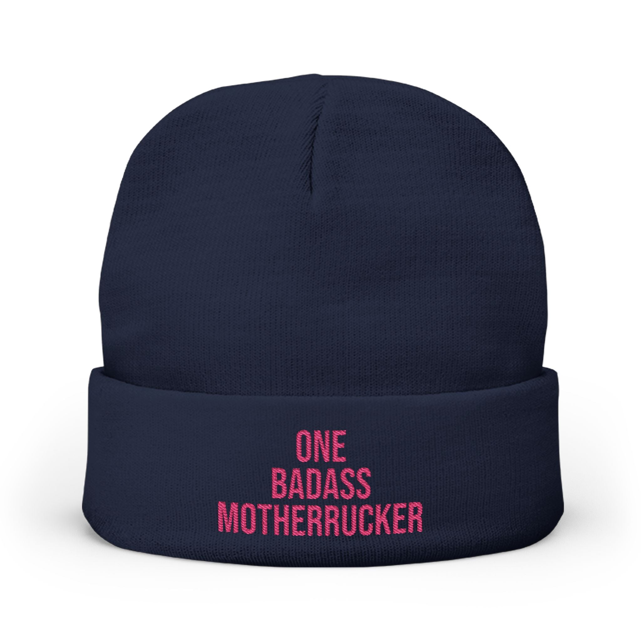 One Badass Motherrucker knit beanie | embroidered cuff